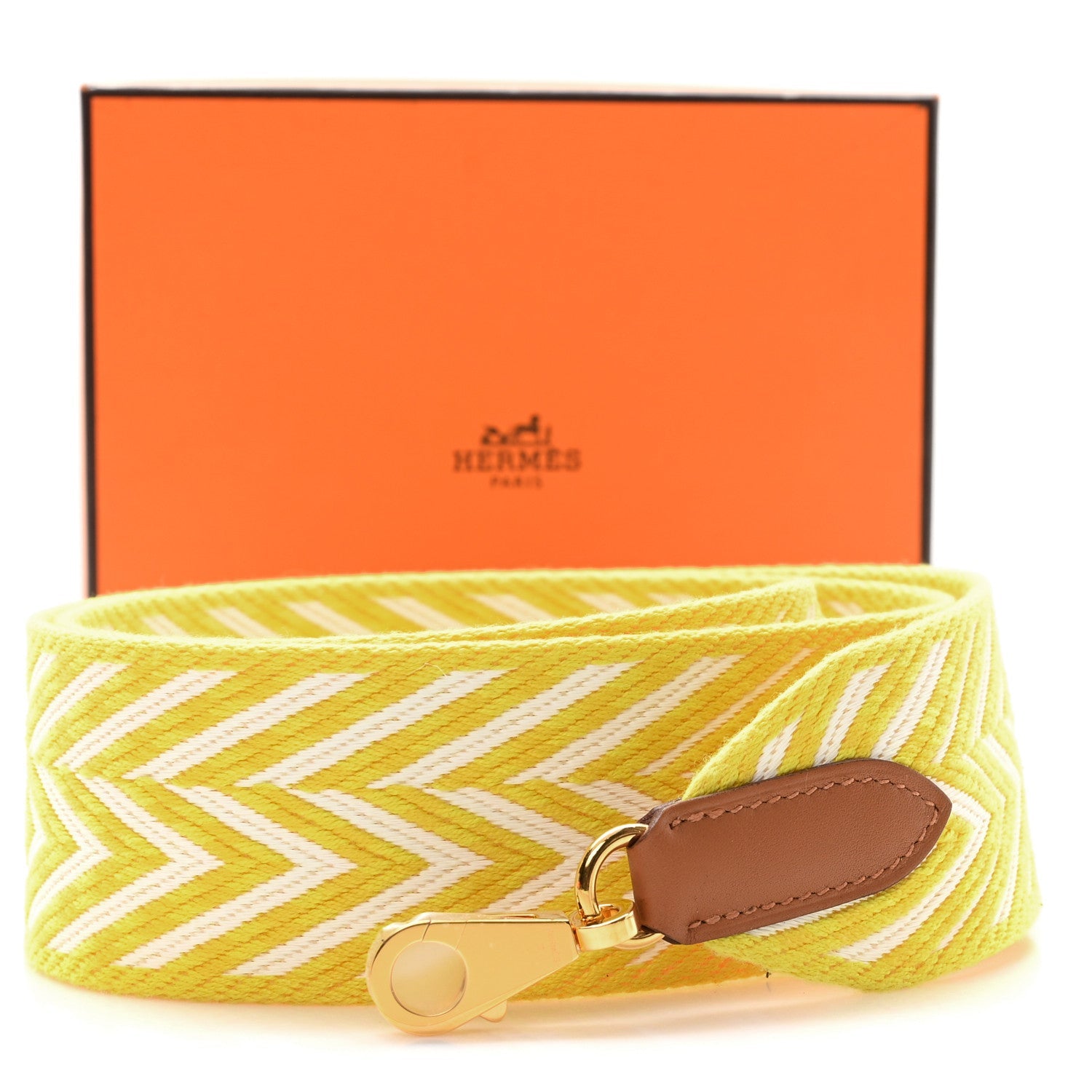 Toile Swift 50mm Sangle ZigZag Shoulder Strap Jaune Citron White Gold