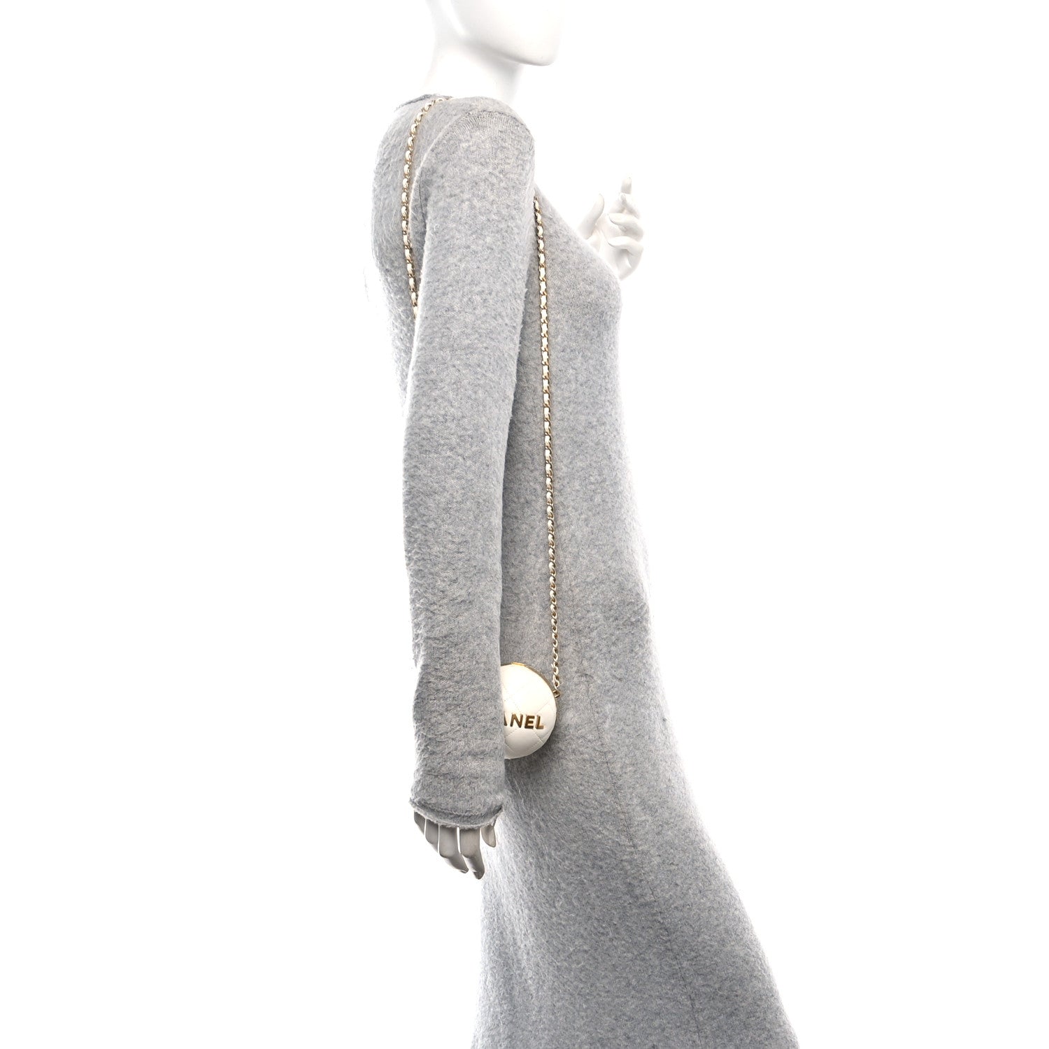 Lambskin Quilted Sphere Minaudiere Chain Clutch White