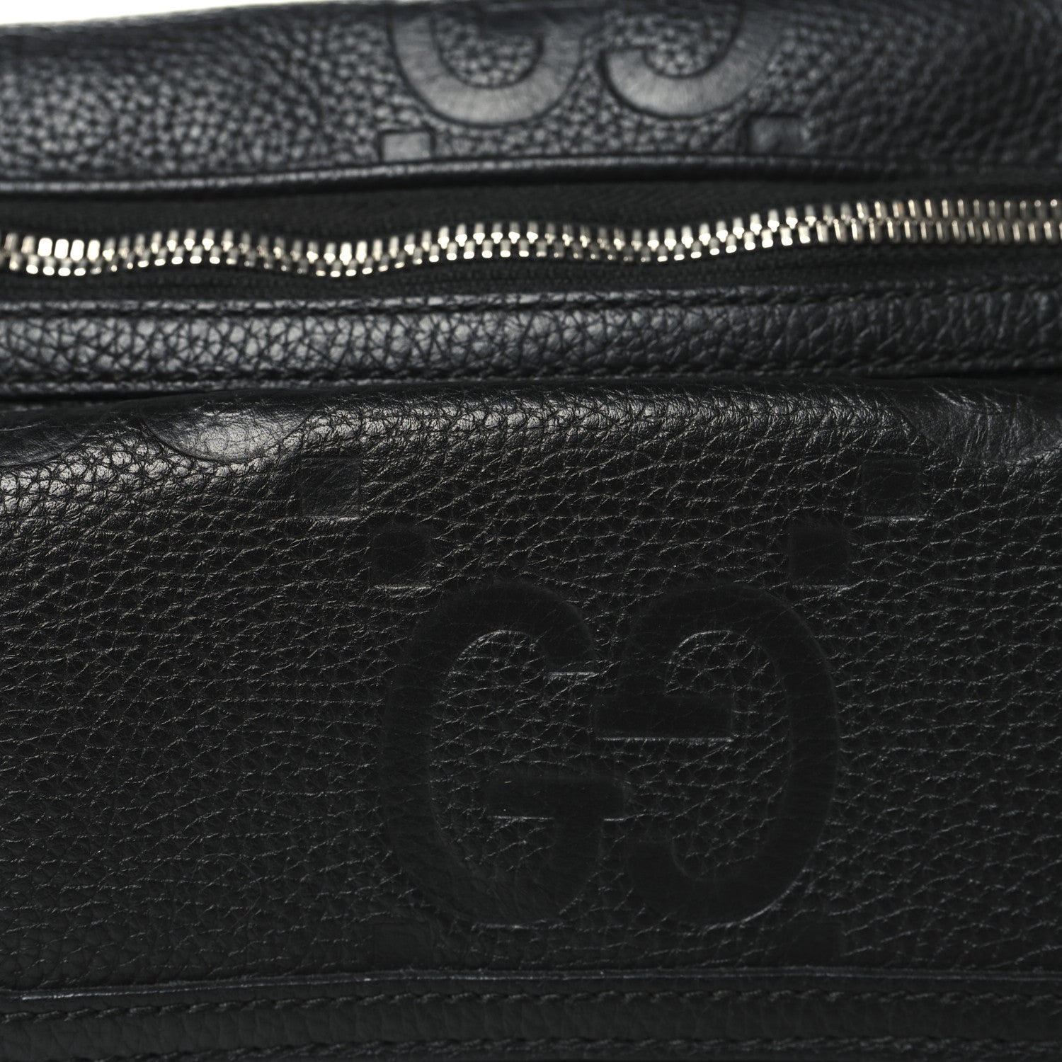 Piuma Calfskin Jumbo GG Embossed Pocket Belt Bag  Black