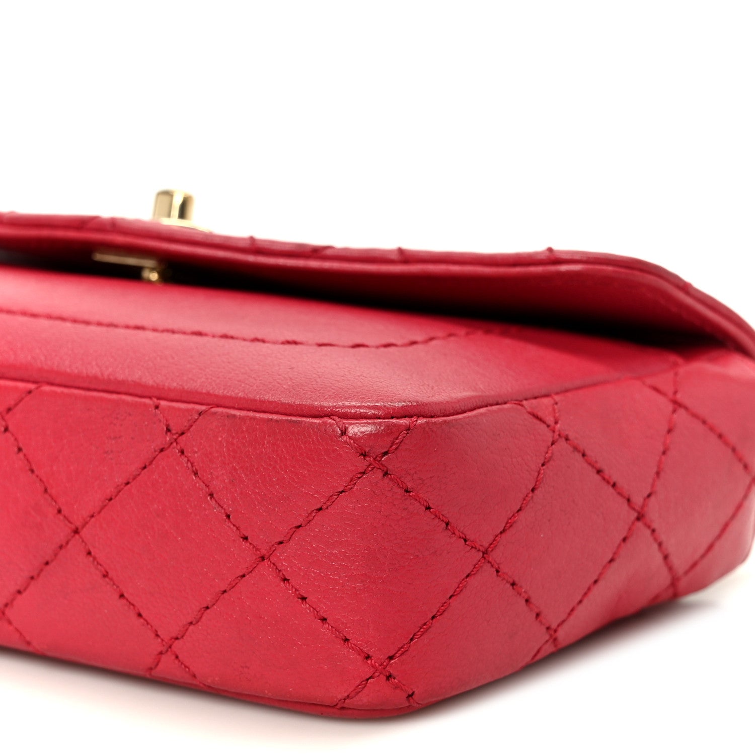 Goatskin Quilted Coco Curve Flap Messenger Flap Red