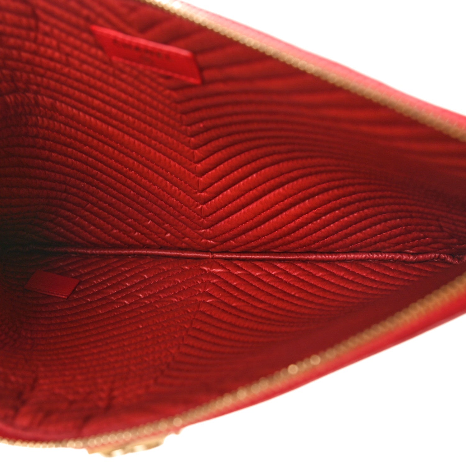 Caviar Chevron Quilted Medium Boy Cosmetic Case Red