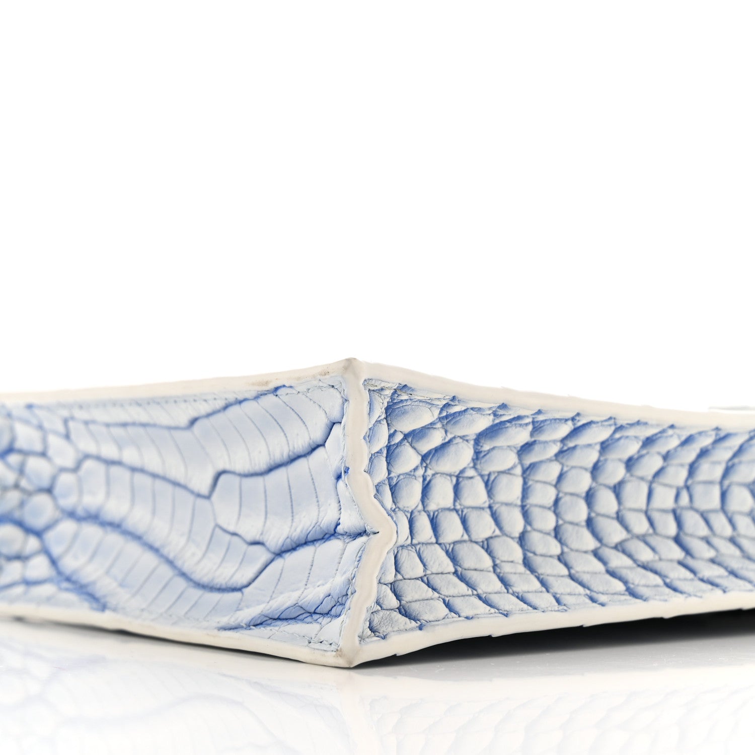 Crocodile Niloticus Sac Plat XS Mat Meringue White Blue