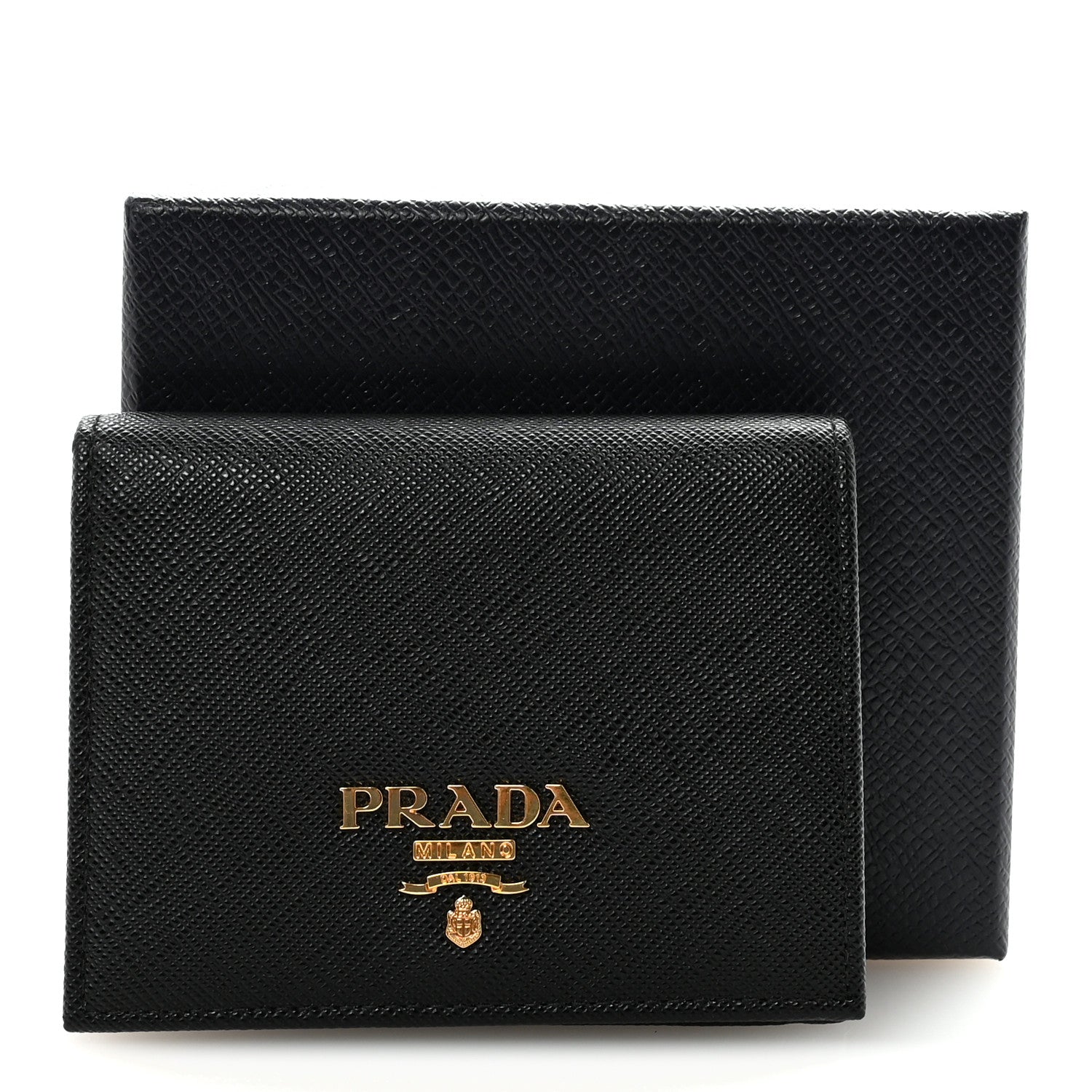 Saffiano Metal Bi-Fold Wallet  Black