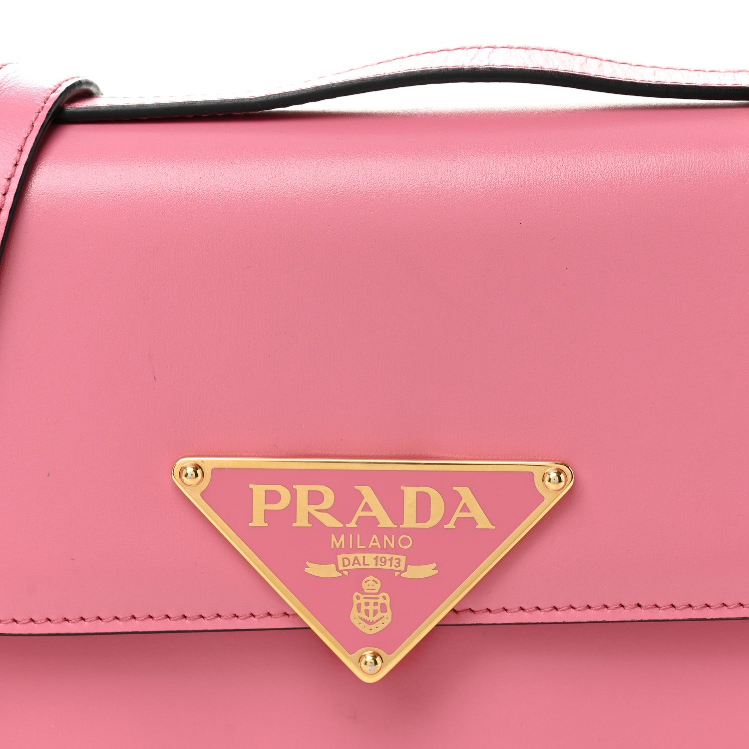 Box Calfskin Triangle Embleme Flap Shoulder Bag Begonia