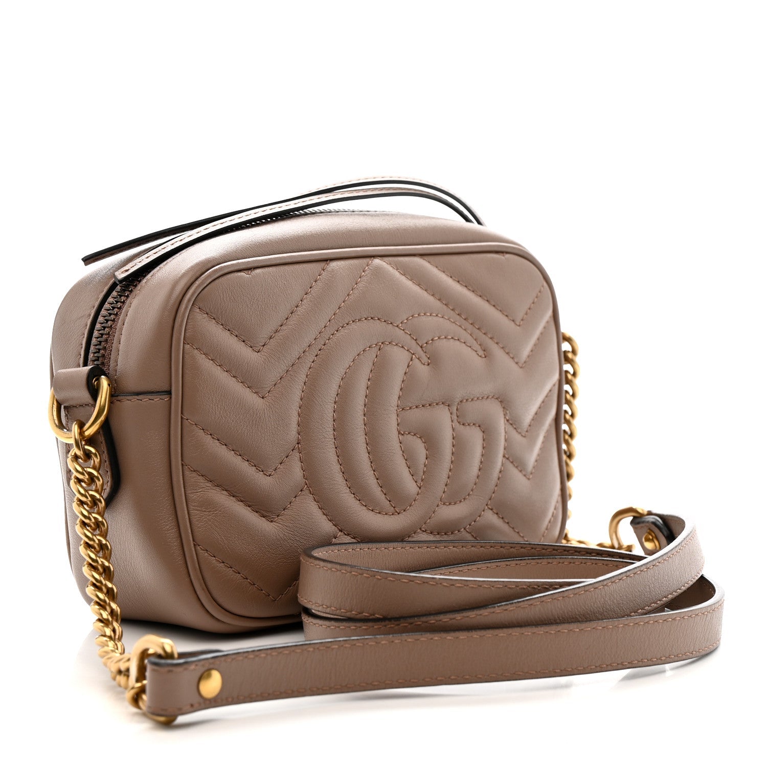 Calfskin Matelasse Mini GG Marmont Chain Shoulder Bag Porcelain Rose
