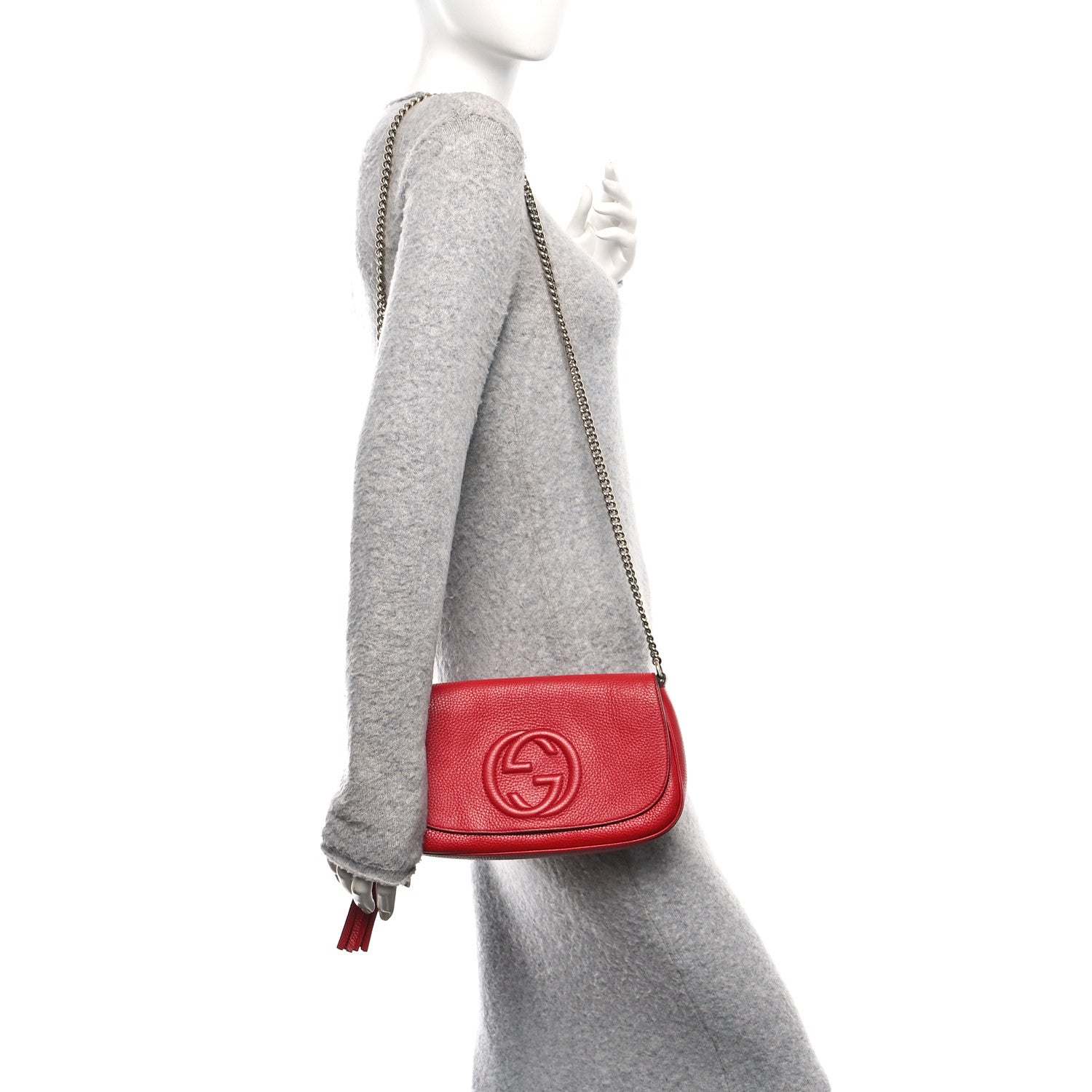 Pebbled Calfskin Medium Soho Flap Crossbody Vibrant Red