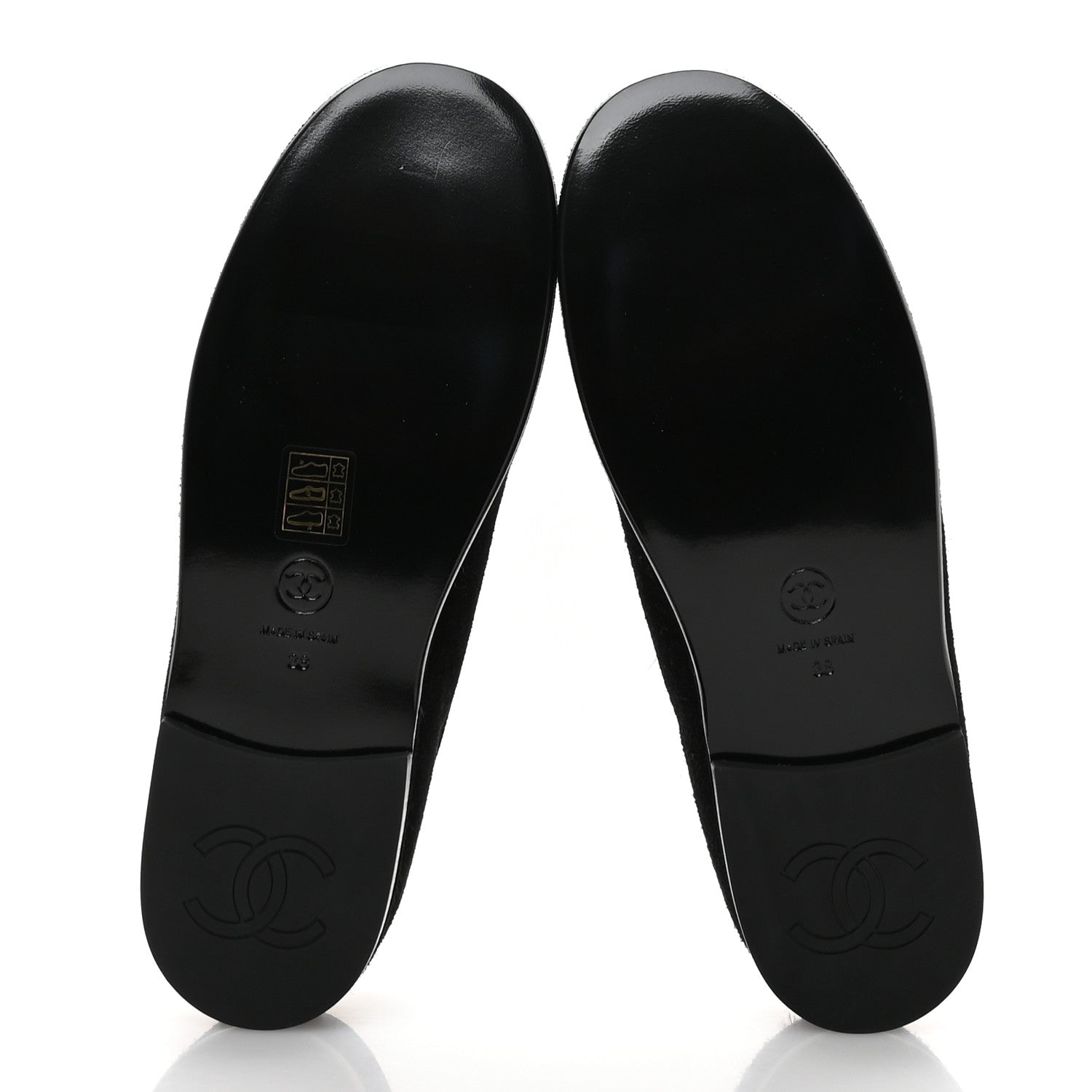 Suede Calfskin CC Mocassins 38 Black