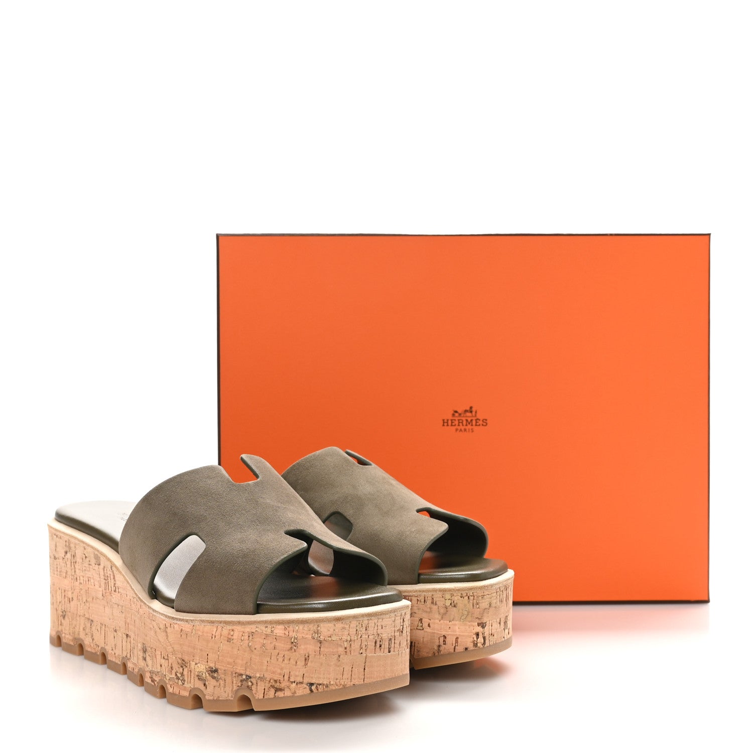 Suede Goatskin Cork Eze 30 Sandals 40 Vert Toundra