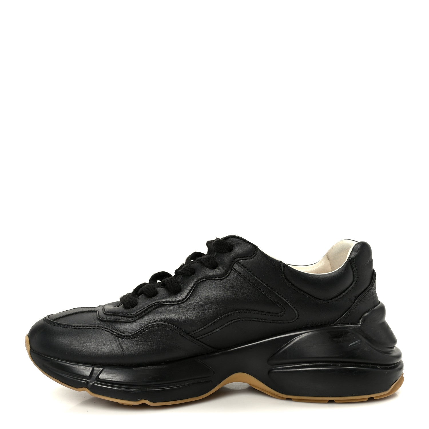 Calfskin Iridescent Logo Womens Rhyton Sneakers 38 Black