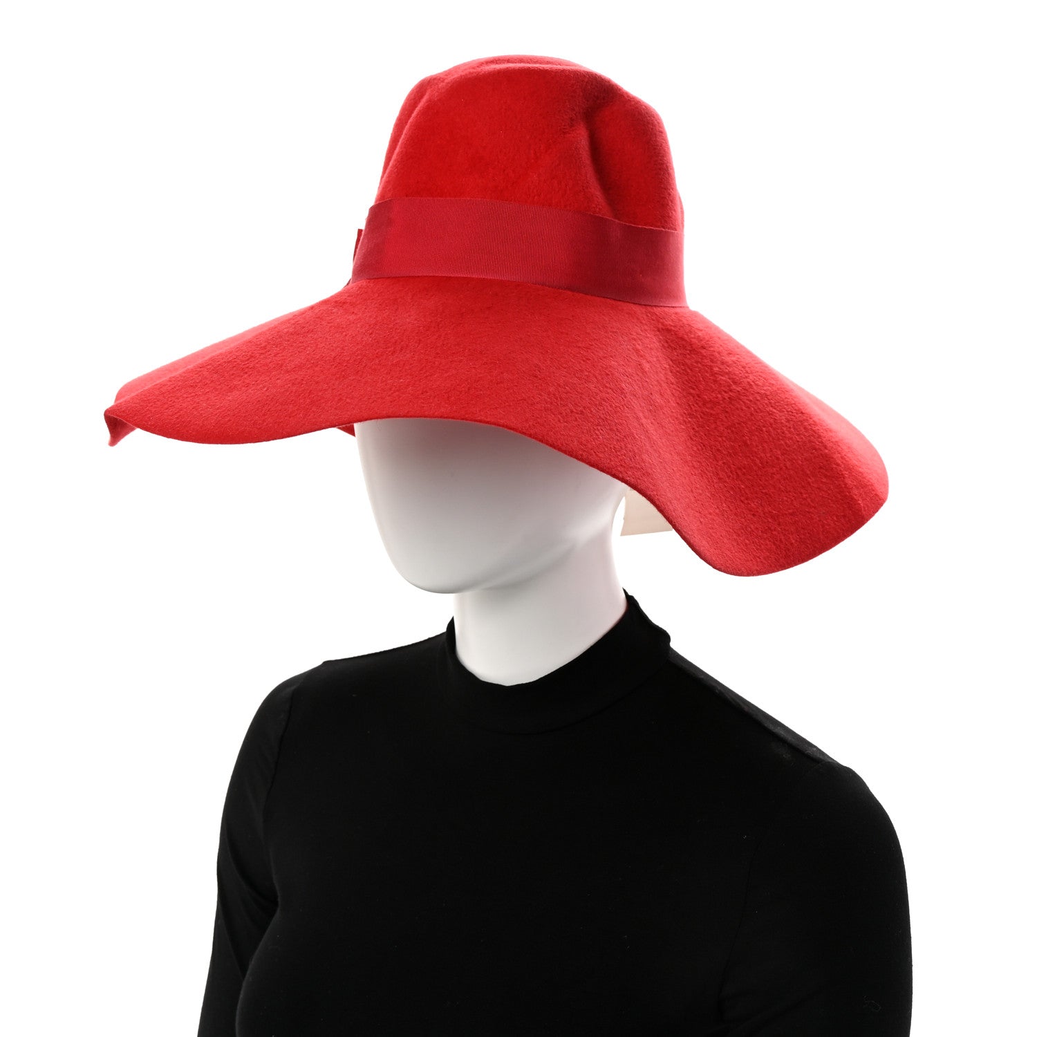 Felt Wide Brim Hat M 57 Red