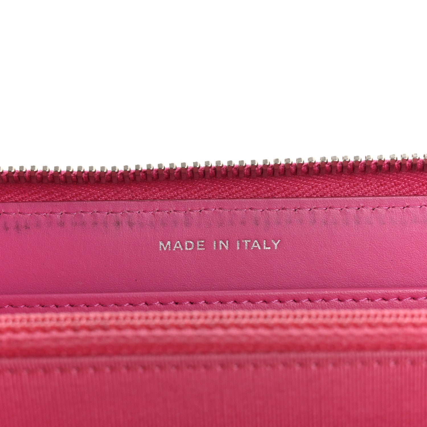 Iridescent Caviar Quilted Medium Zip Around Wallet Pink