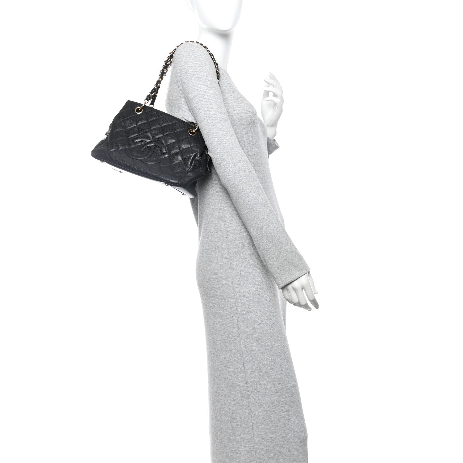 Caviar Quilted Petit Timeless Tote PTT Black