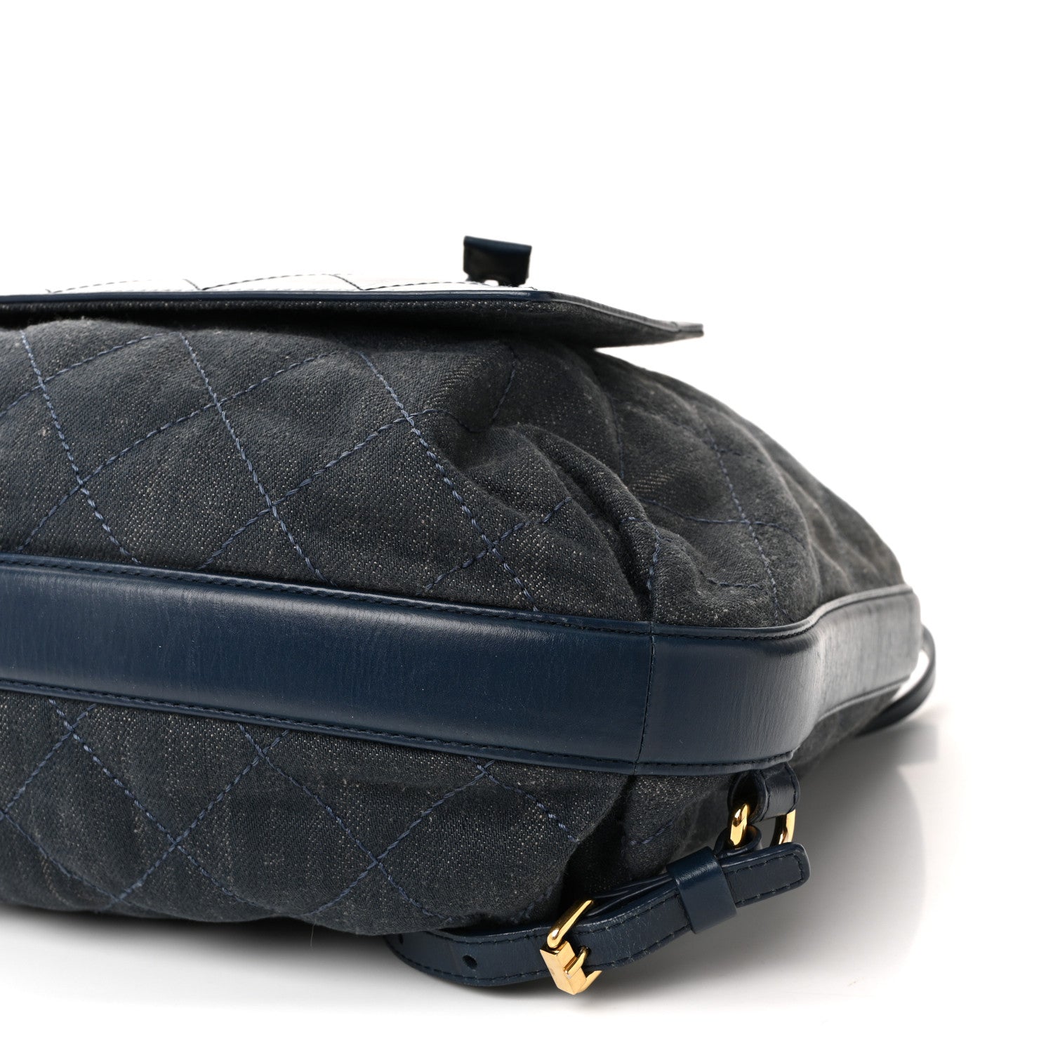 Denim Calfskin Quilted Backpack Blue
