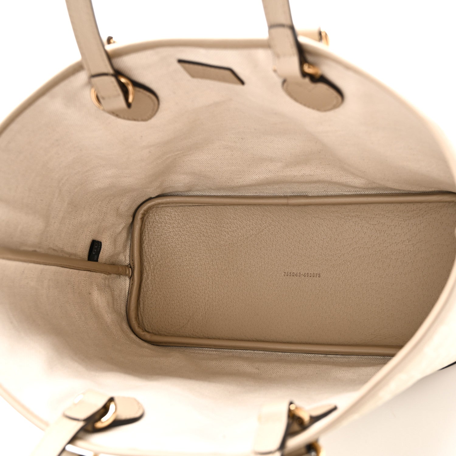 GG Supreme Monogram Textured Dollar Calfskin Small Ophidia Shoulder Tote Bag Beige Mystic White Oatmeal