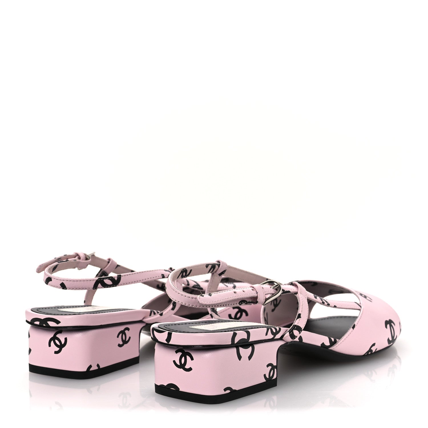 Printed Lambskin Coco Beach Sligback Sandals 40 Light Pink Black