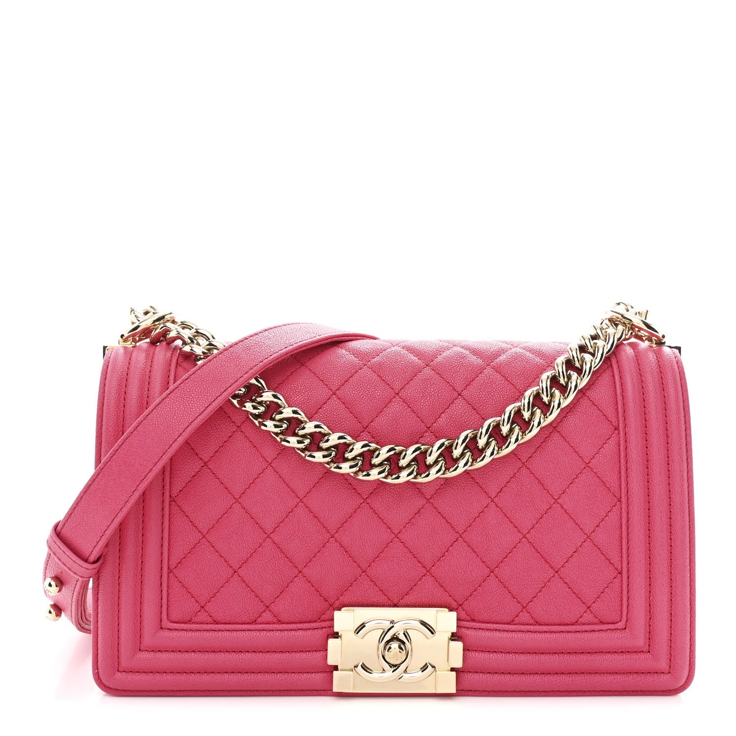 Caviar Quilted Medium Boy Flap Pink