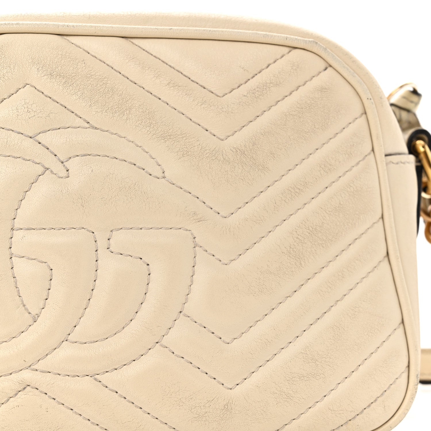 Calfskin Matelasse Small GG Marmont Chain Shoulder Bag White