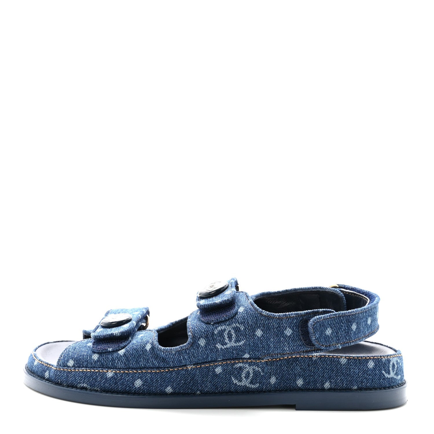 Printed Denim CC Dad Sandals 40 Dark Blue