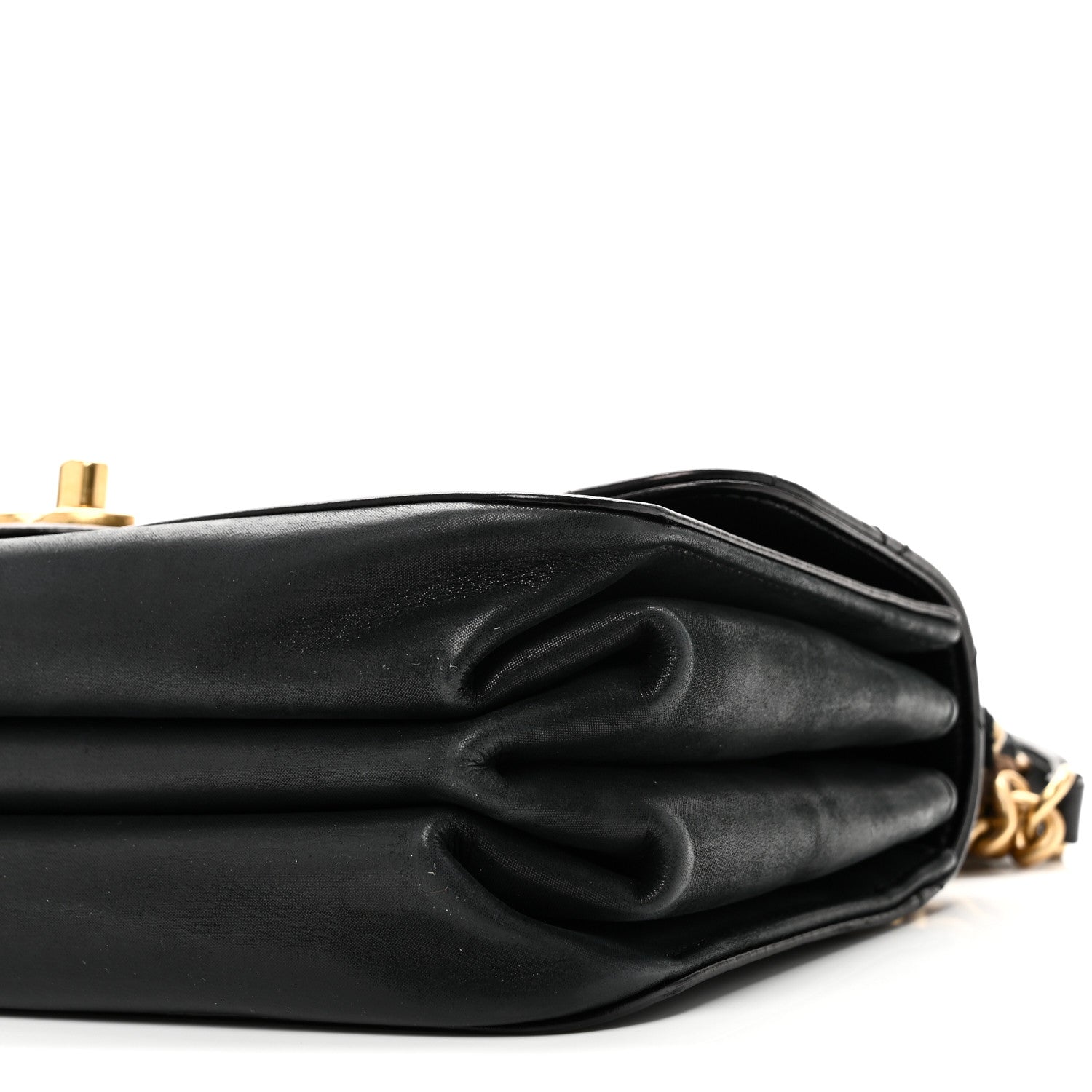 Iridescent Calfskin Quilted Small Straight Lined Flap Black