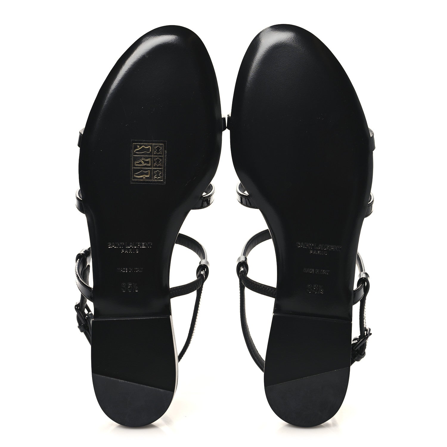 Patent Calfskin Cassandra Monogram Sandals 35.5 Black