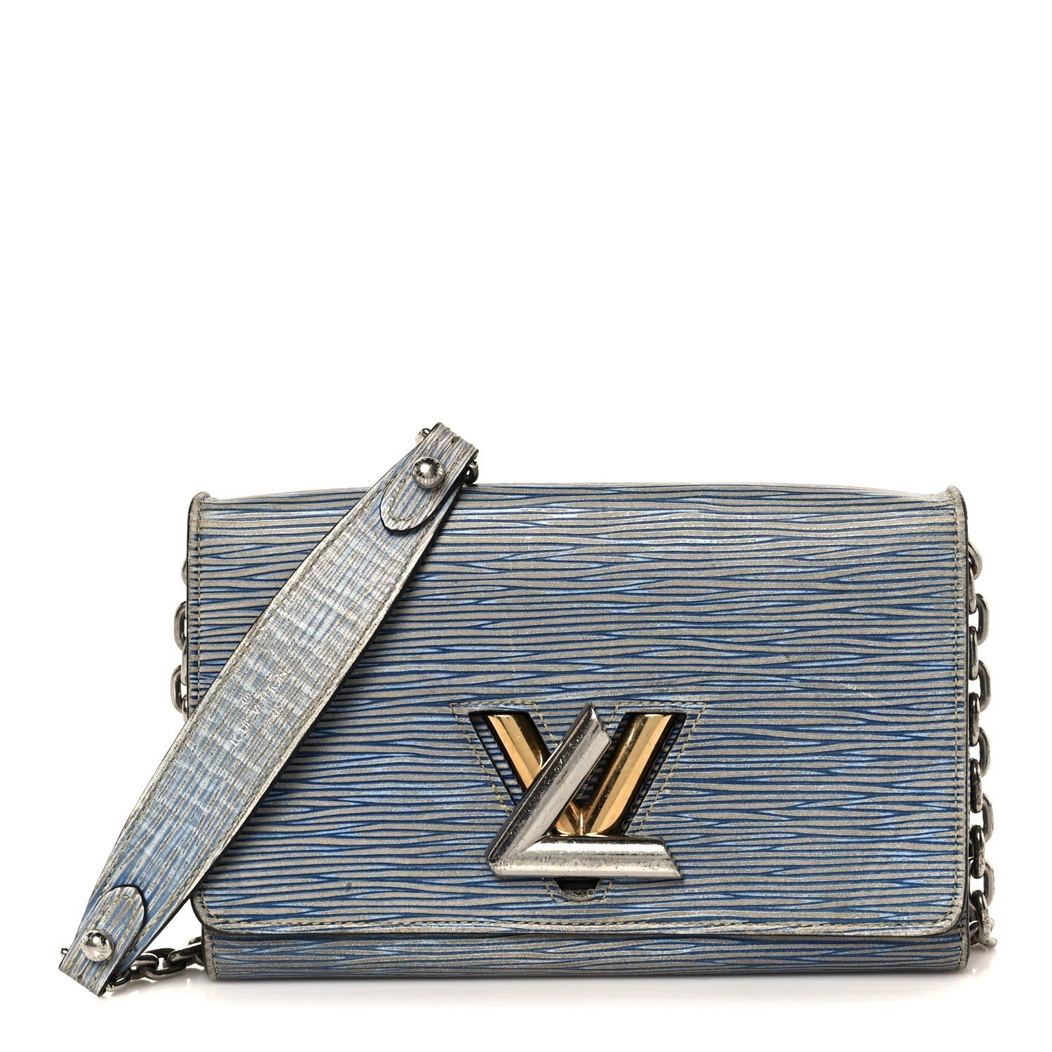Epi Twist Chain Wallet Denim Light