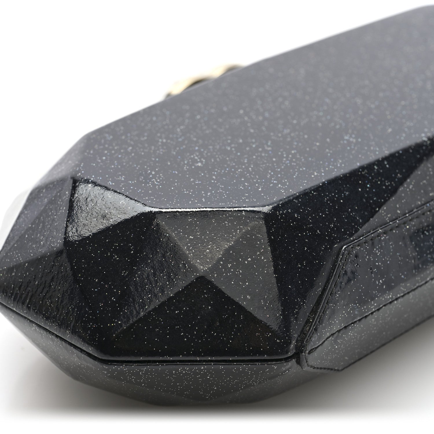 Glitter Vinyl Crystal Clutch Black