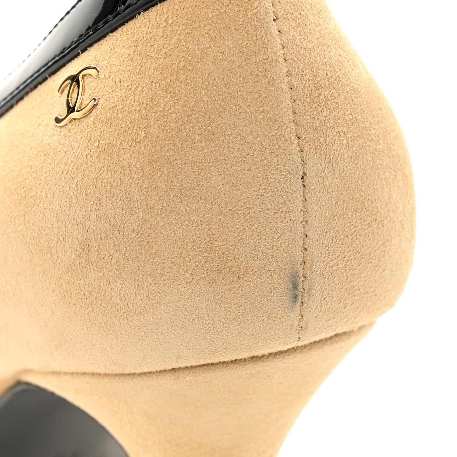 Suede Patent Calfskin Pumps 40 Beige Black