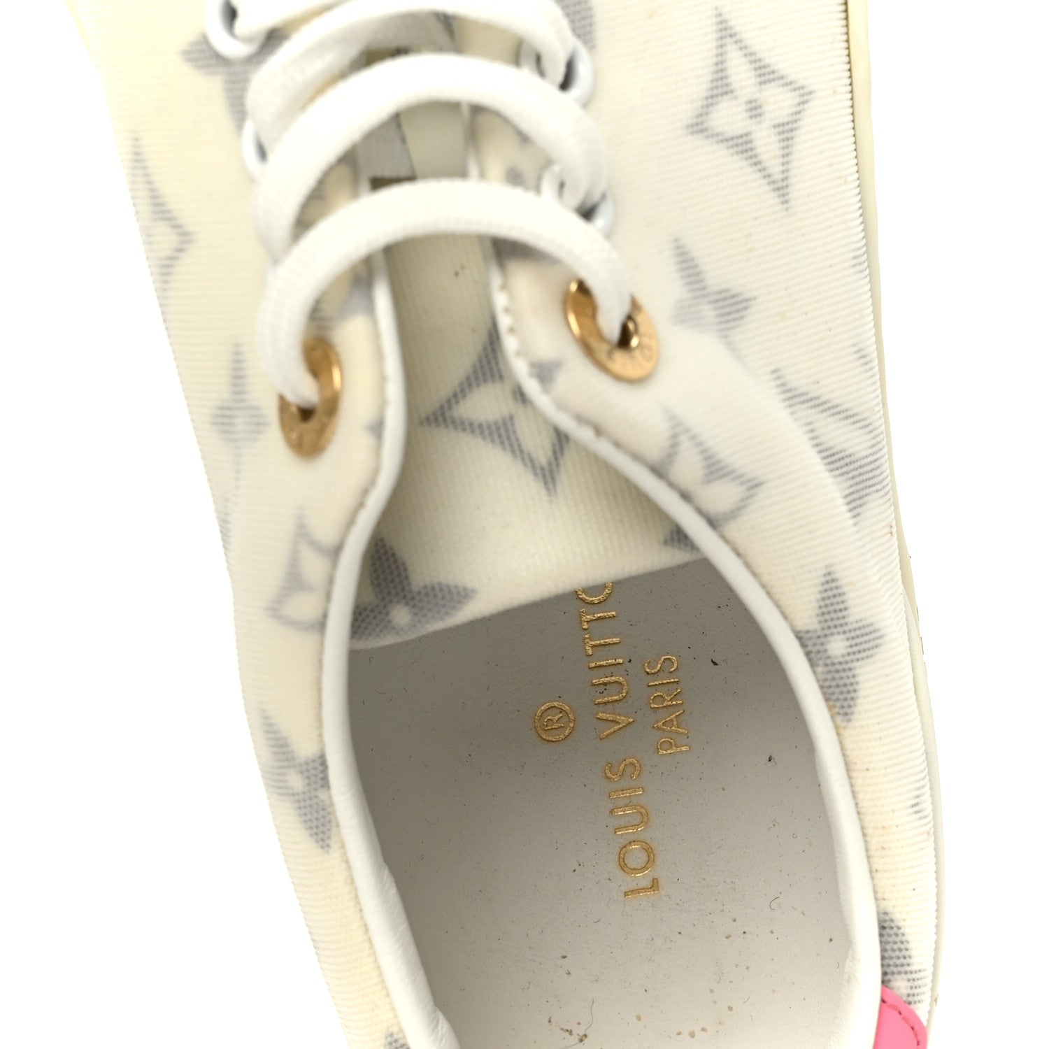 Technical Fabric Calfskin Monogram Frontrow Sneakers 35.5 Pink