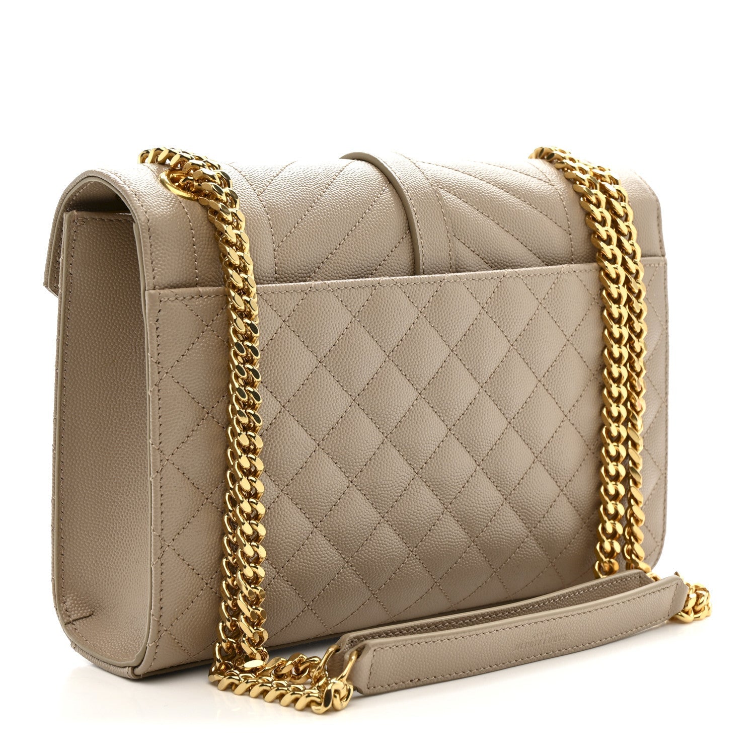 Grain De Poudre Textured Mixed Matelasse Medium Triquilt Monogram Satchel Dark Beige