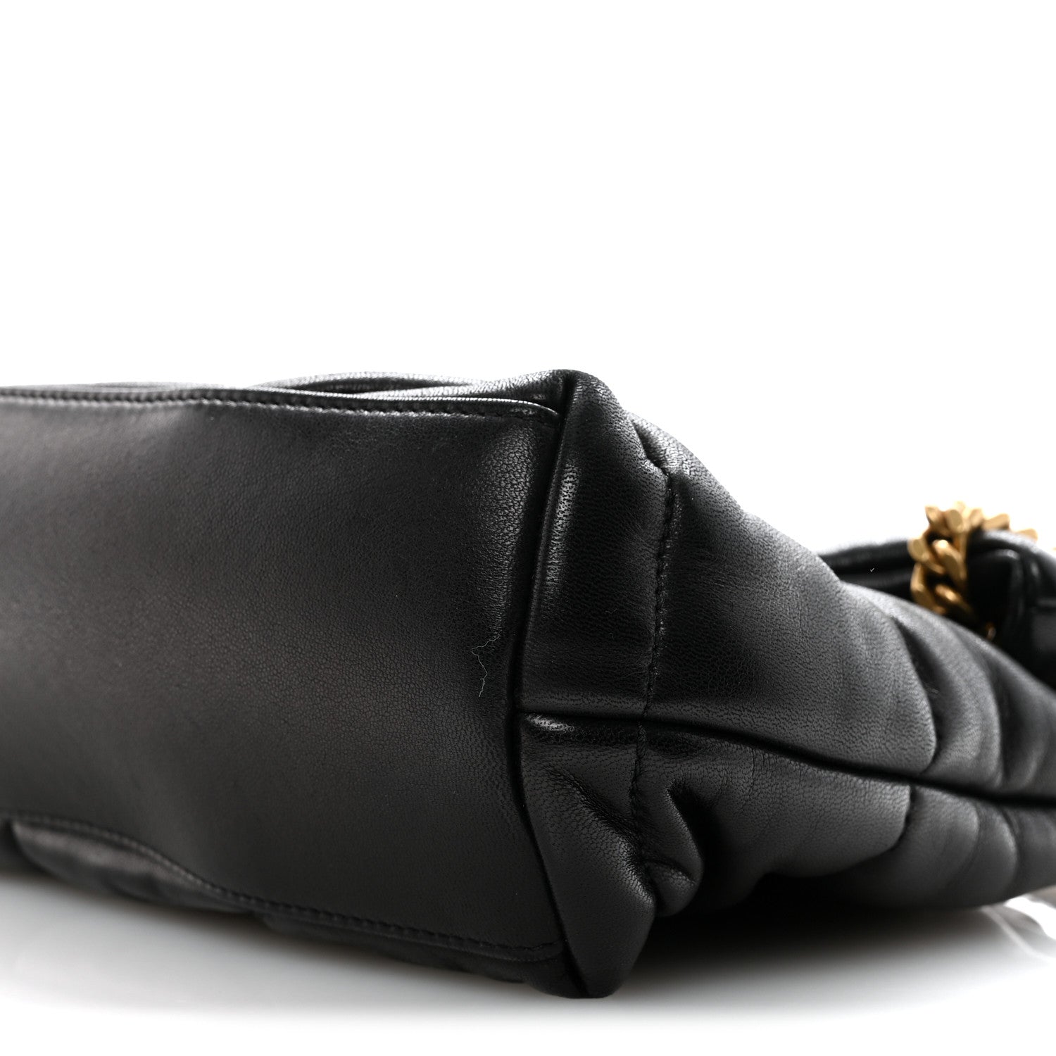 Lambskin Quilted Small Loulou Puffer Monogram Chain Satchel Black