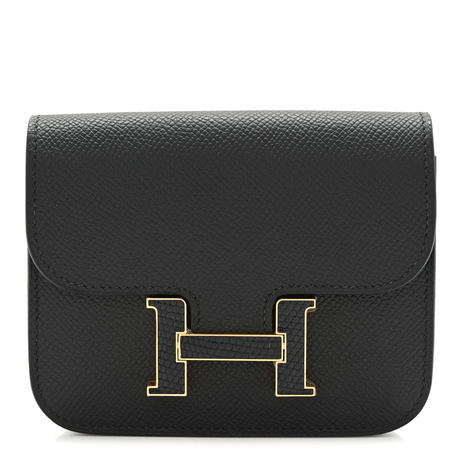 Epsom Lizard Constance Slim Wallet Black