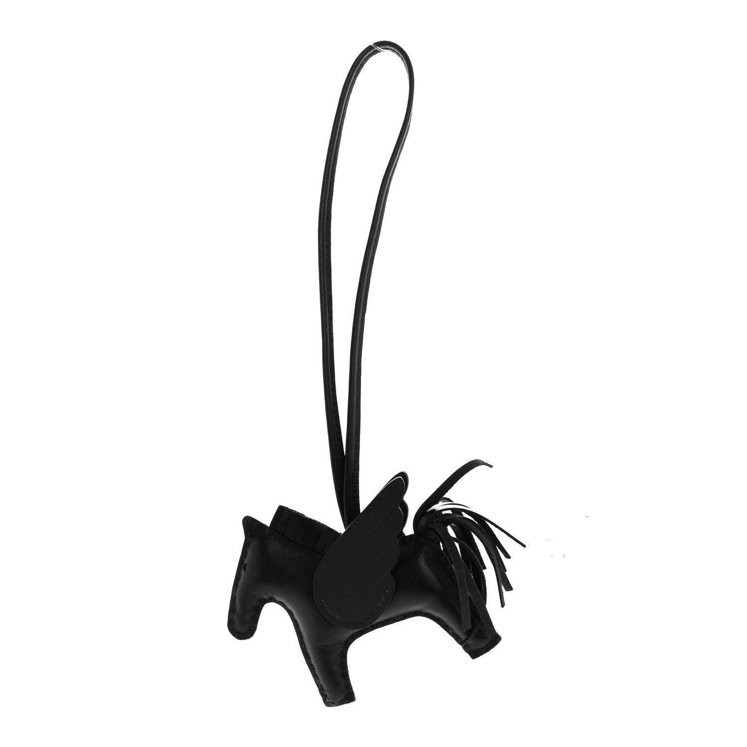 Milo Lambskin Grigri Rodeo Pegase Horse Bag Charm PM So Black
