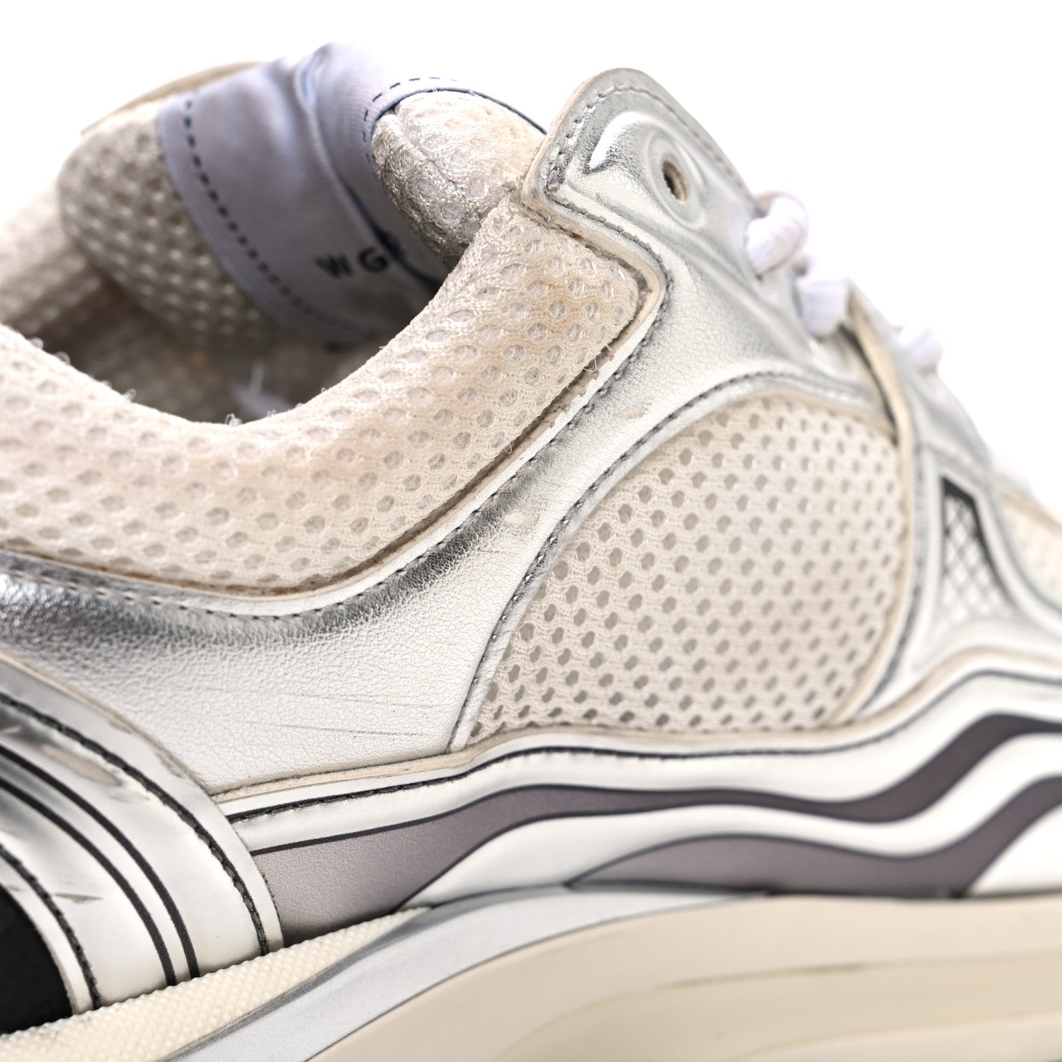 Fabric Laminated Calfskin Stretch CC Sneakers 37 White Silver