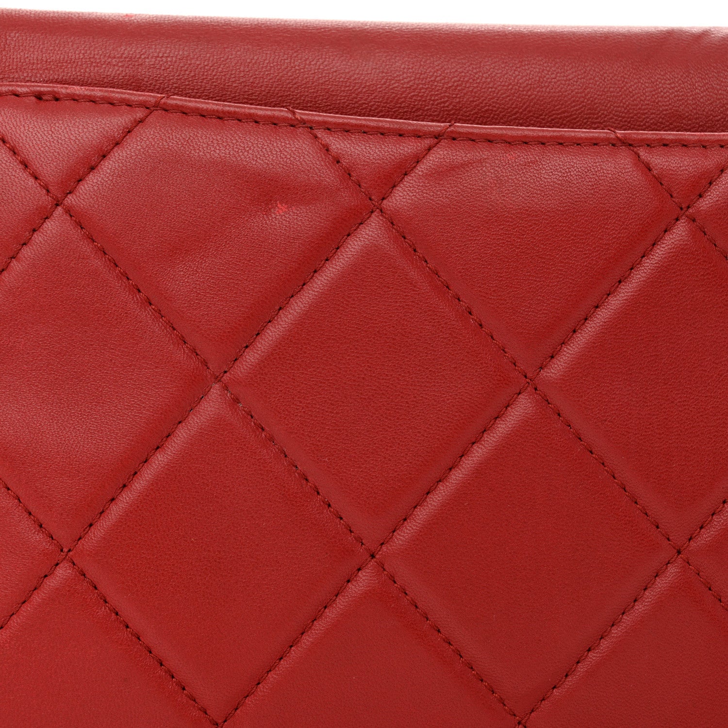 Lambskin Quilted Retro Label Clutch Red