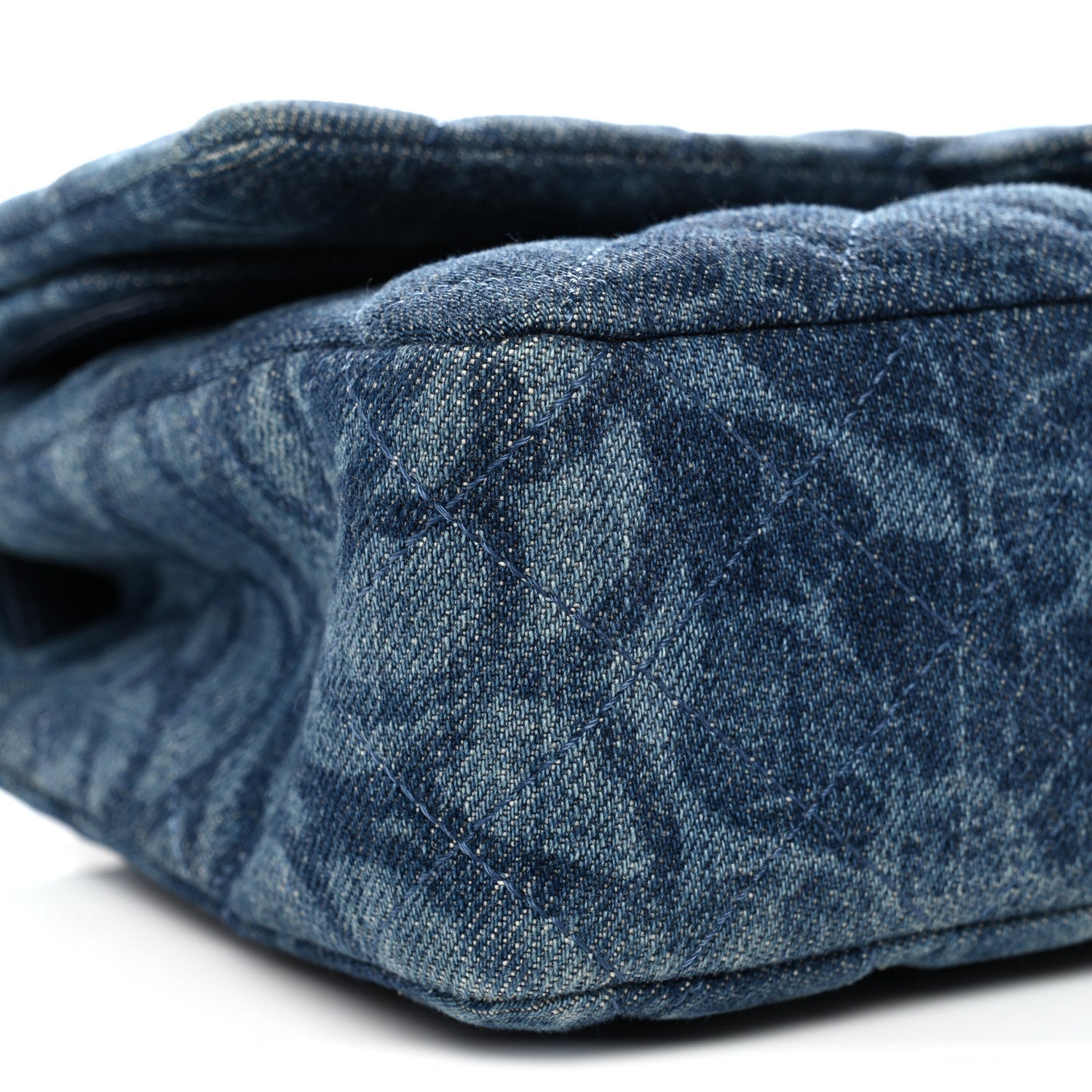Denim Quilted Medium Camellia Flap Blue
