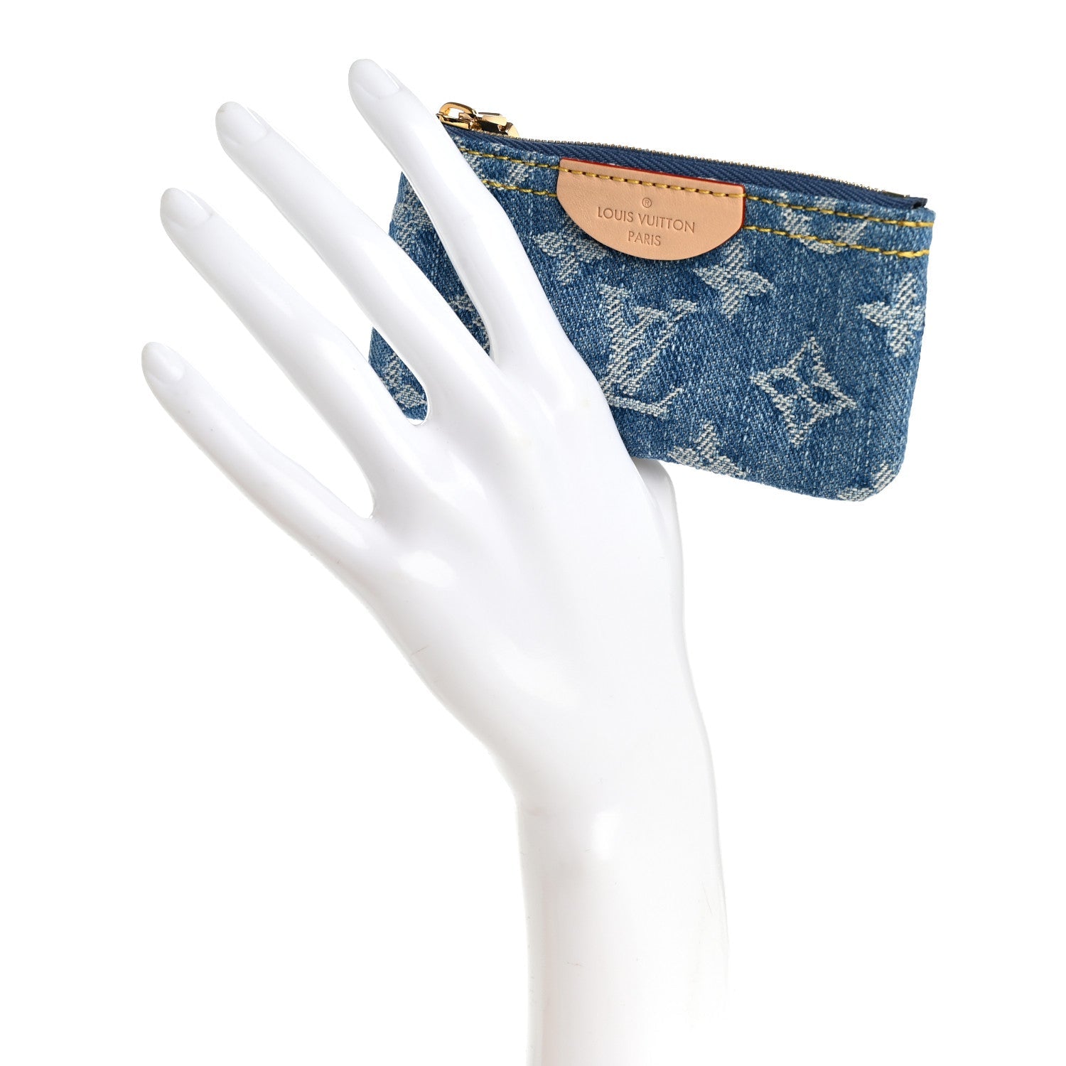 Monogram Denim Key Pouch Denim Blue
