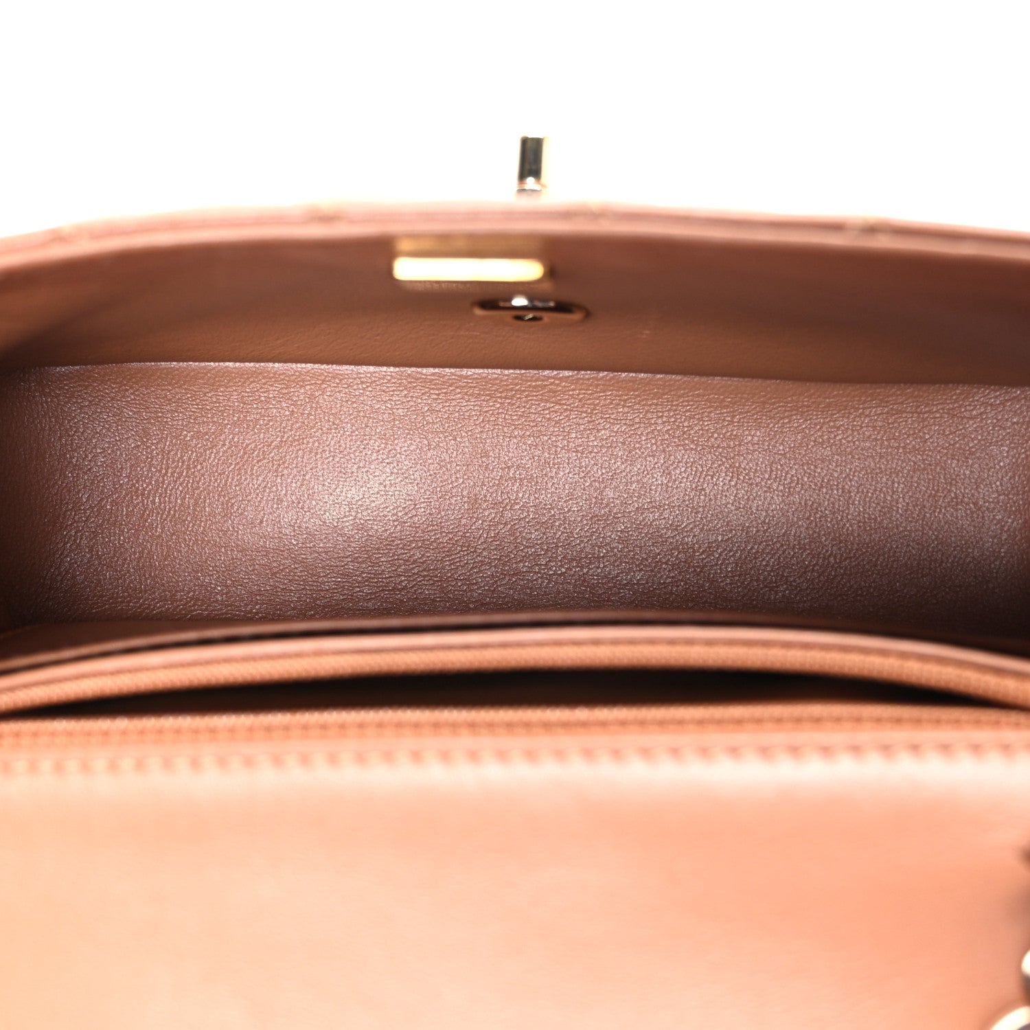 Lambskin Quilted Mini Rectangular Flap Brown