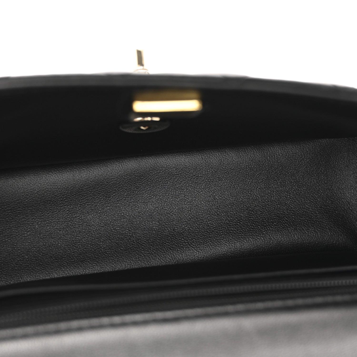 Lambskin Quilted Mini Top Handle Rectangular Flap Black
