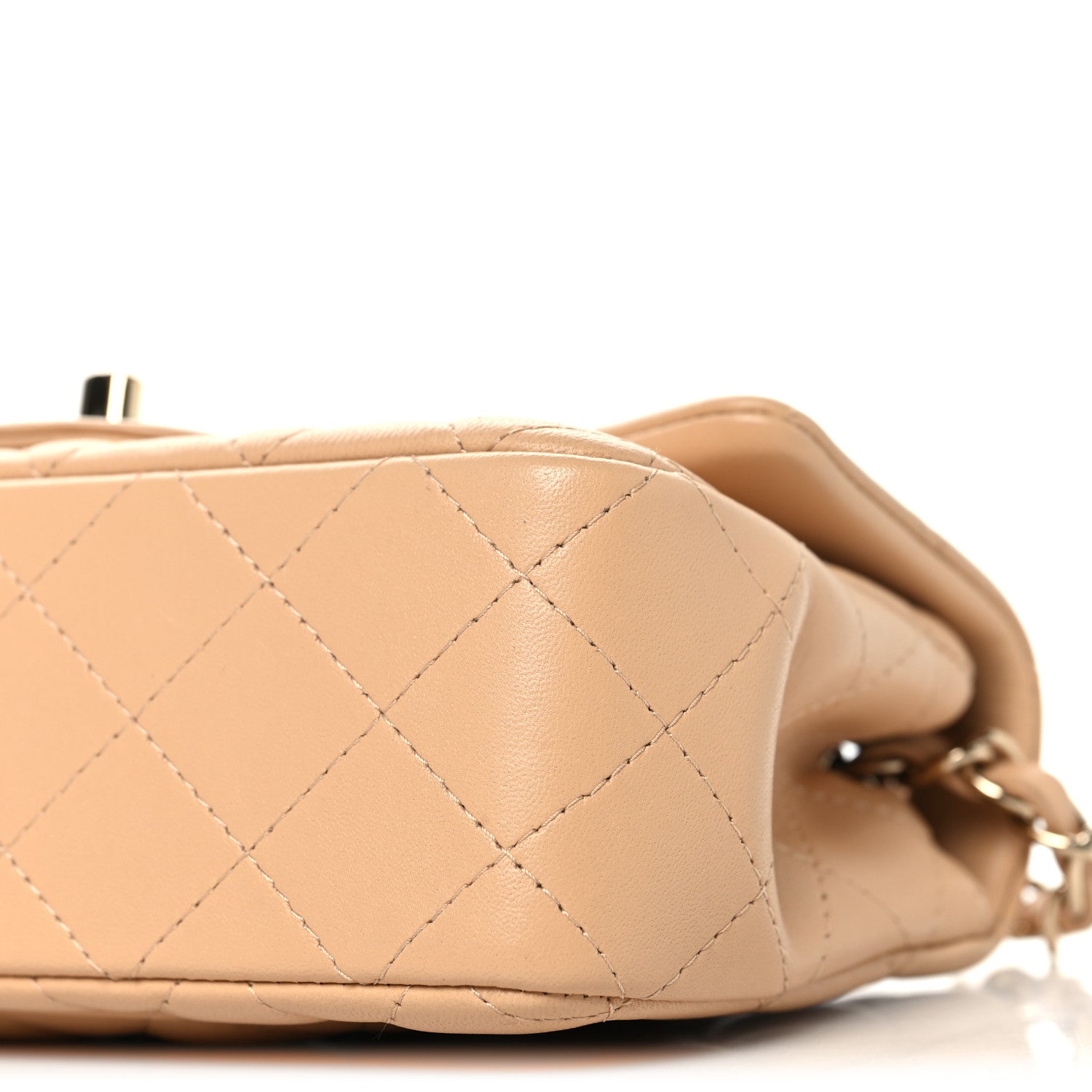 Lambskin Quilted Mini Rectangular Flap Beige