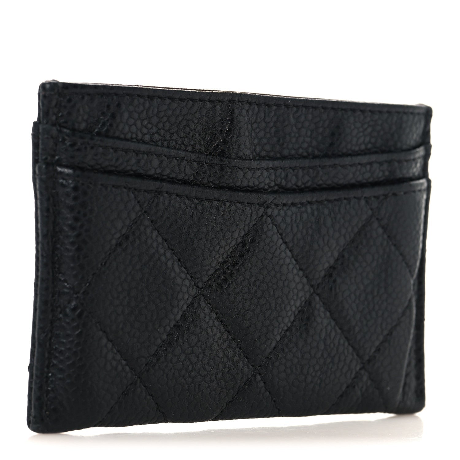 Caviar Quilted Card Holder Black