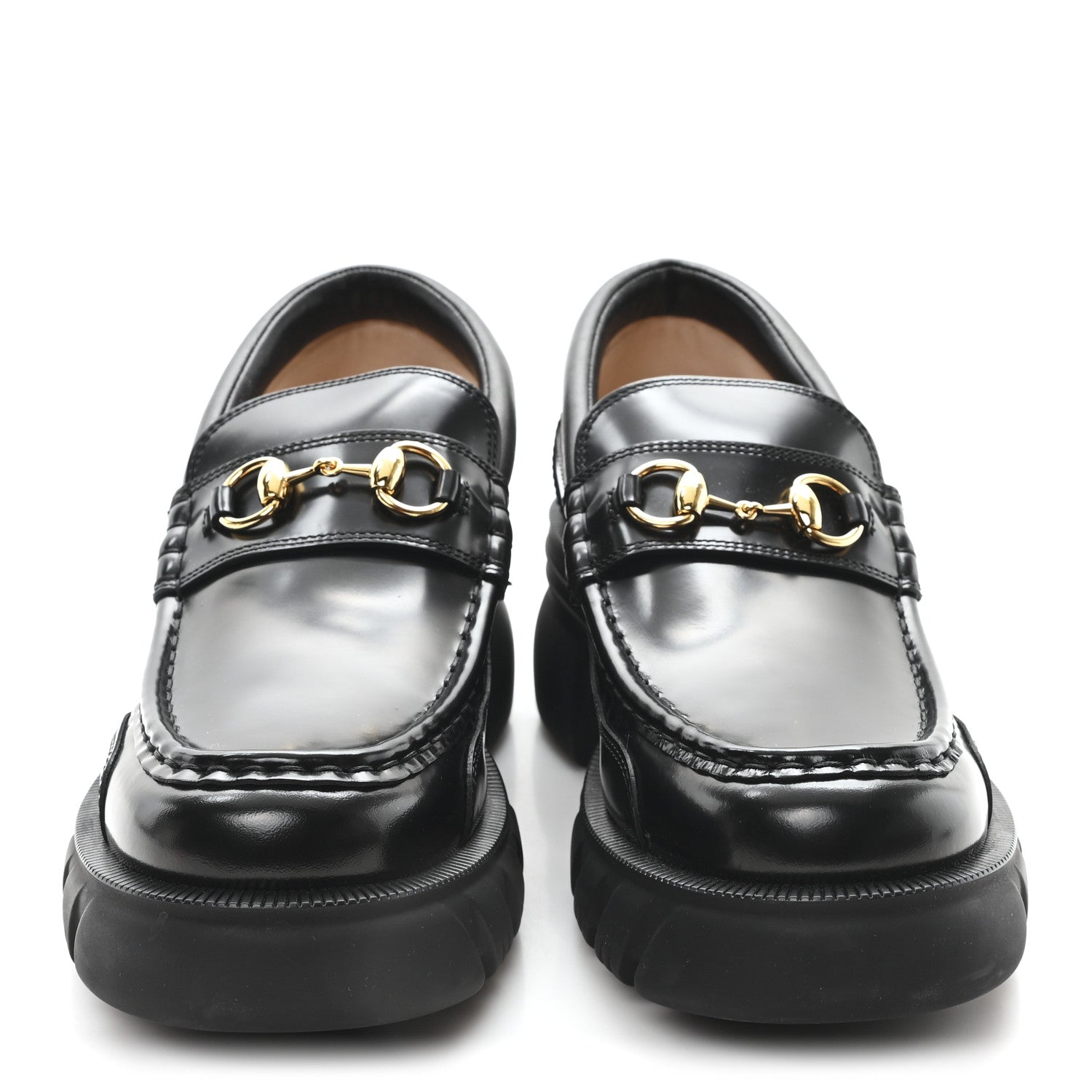Magnum Calfskin Nappa Samoa Womens Horsebit Platform Chunky Lug Sole 40mm Loafers 41 Black