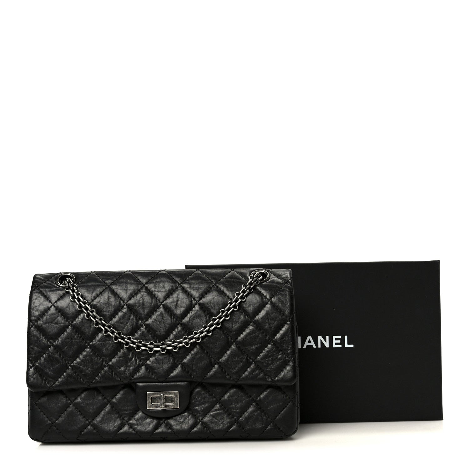 Aged Calfskin Quilted 2.55 Reissue 226 Flap Black