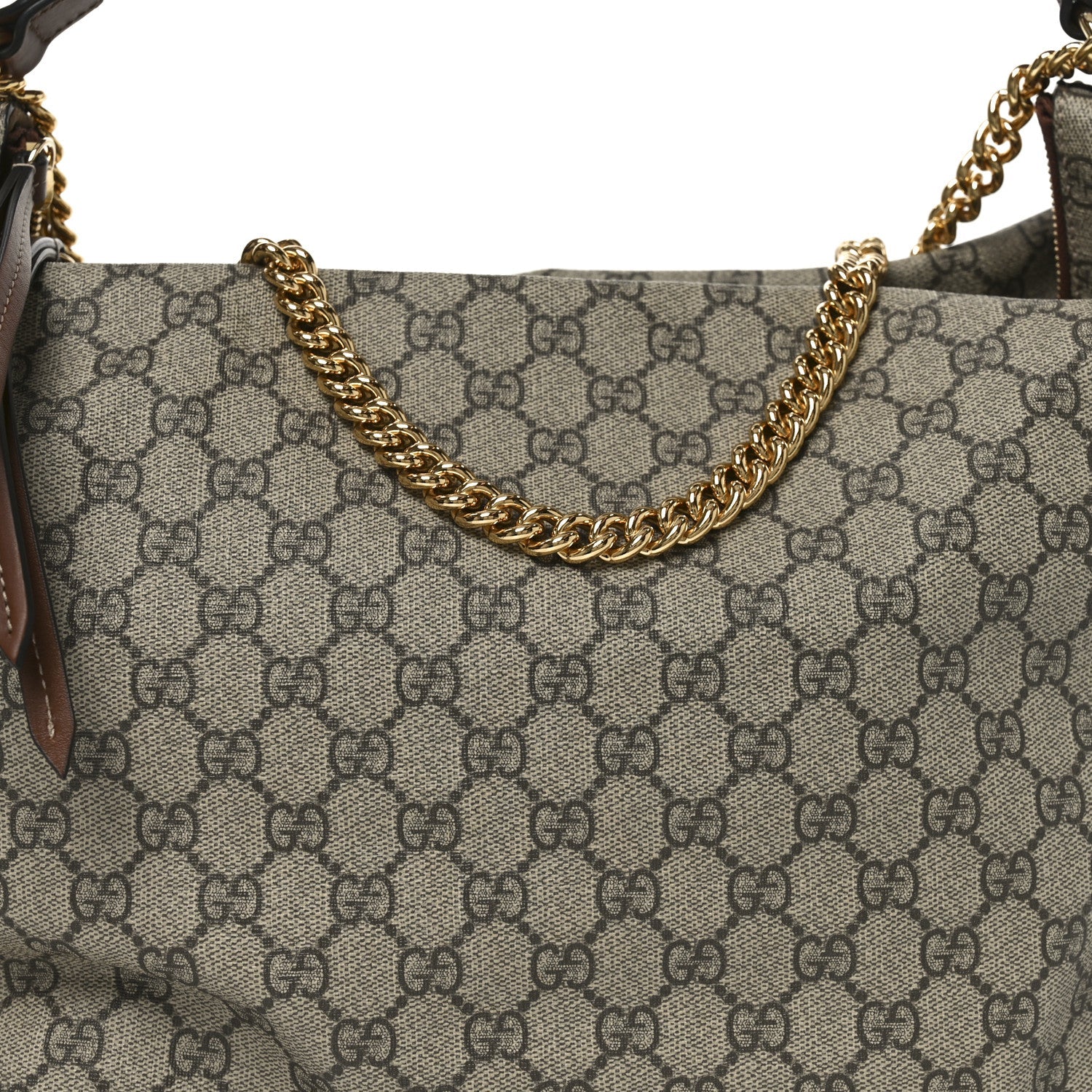 GG Supreme Monogram Large Linea A Hobo Light Brown