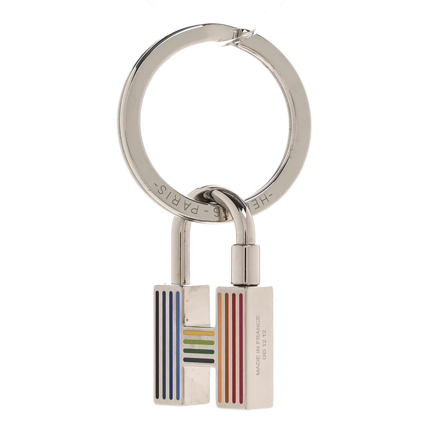 Lacquered Palladium Cadenas Quizz Rainbow Key Ring  Multicolor