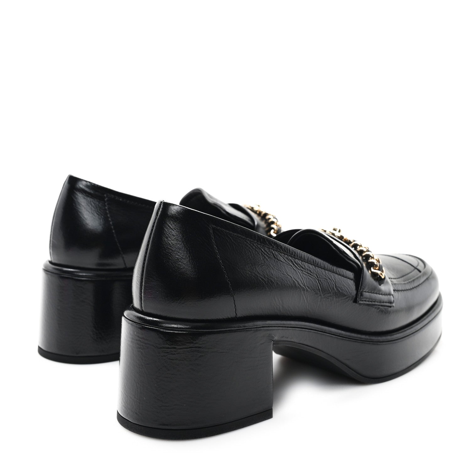 Shiny Calfskin Logo Loafers 36.5 Black