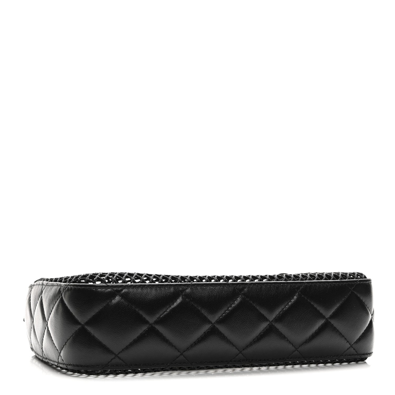 Mesh Shiny Lambskin Clutch With Chain  Black