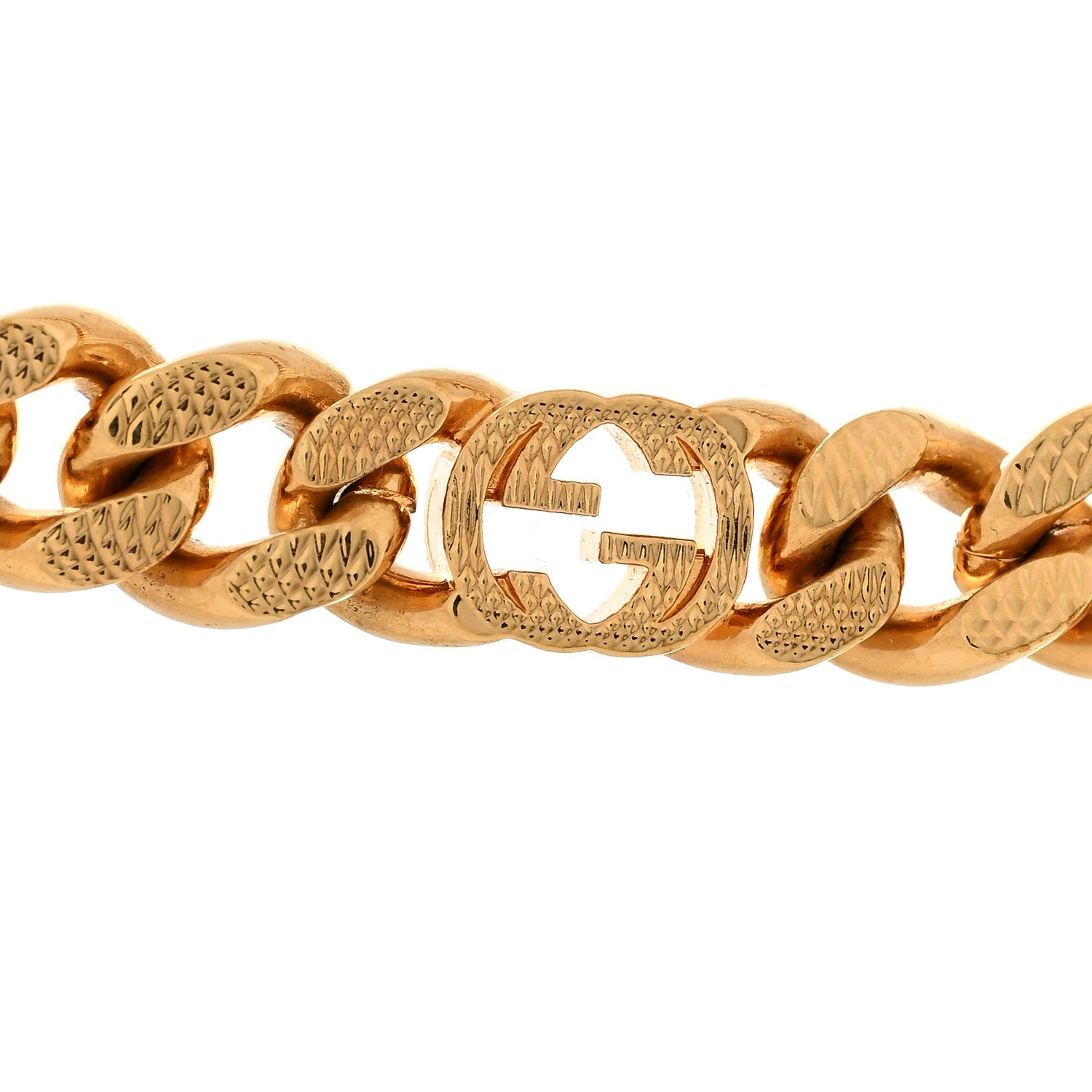 Metal Interlocking G Curb Chain Necklace Gold