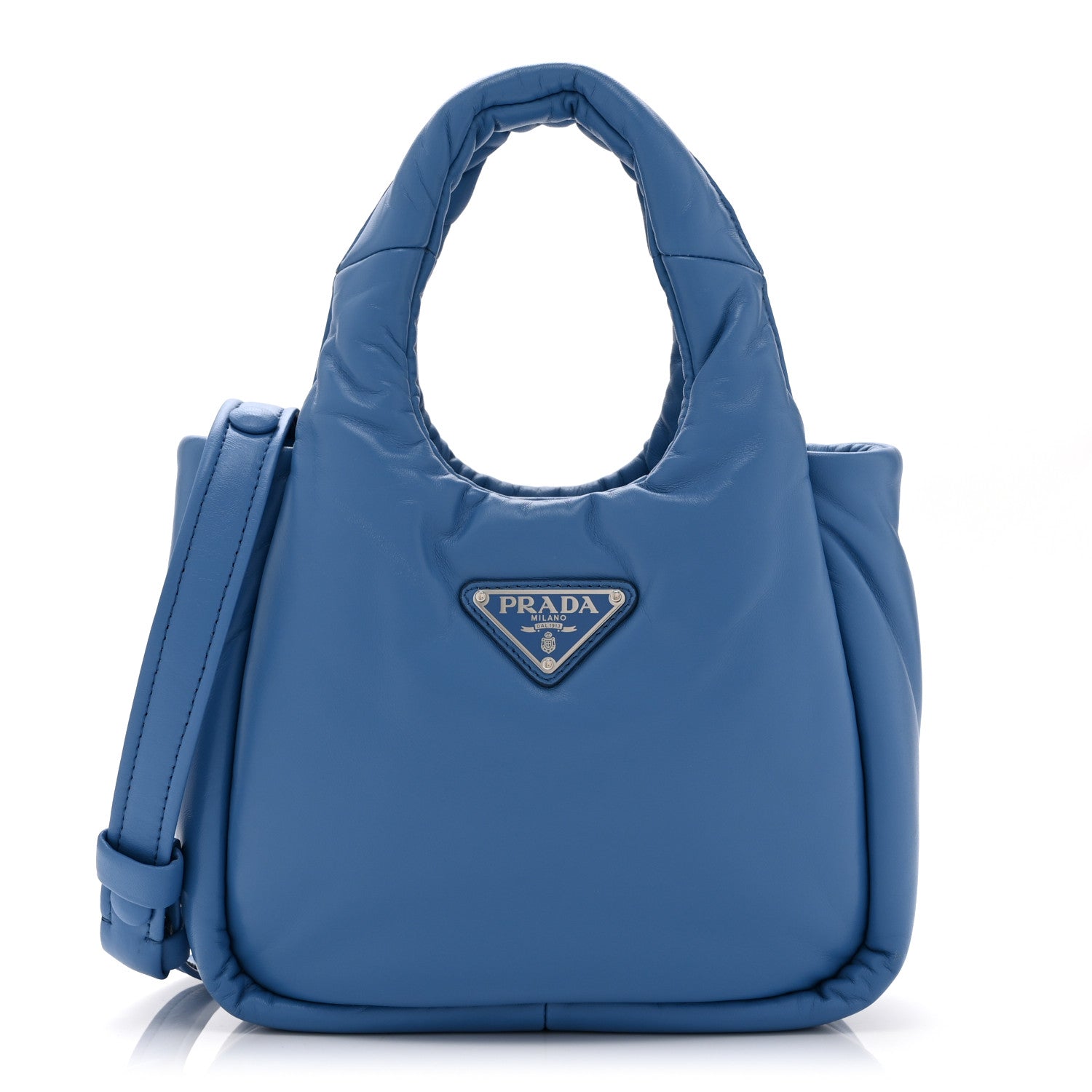 Nappa Soft Padded Small Double Handled Shoulder Bag Celeste