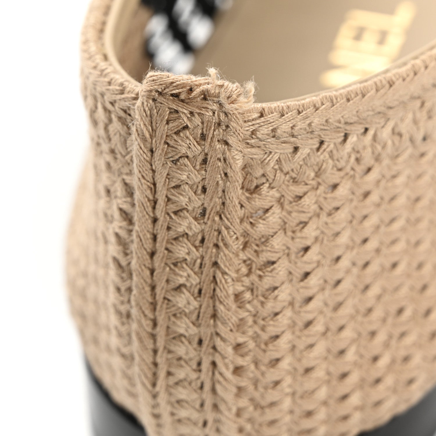 Raffia Cap Toe Ballerina Flats 39.5 Black Beige