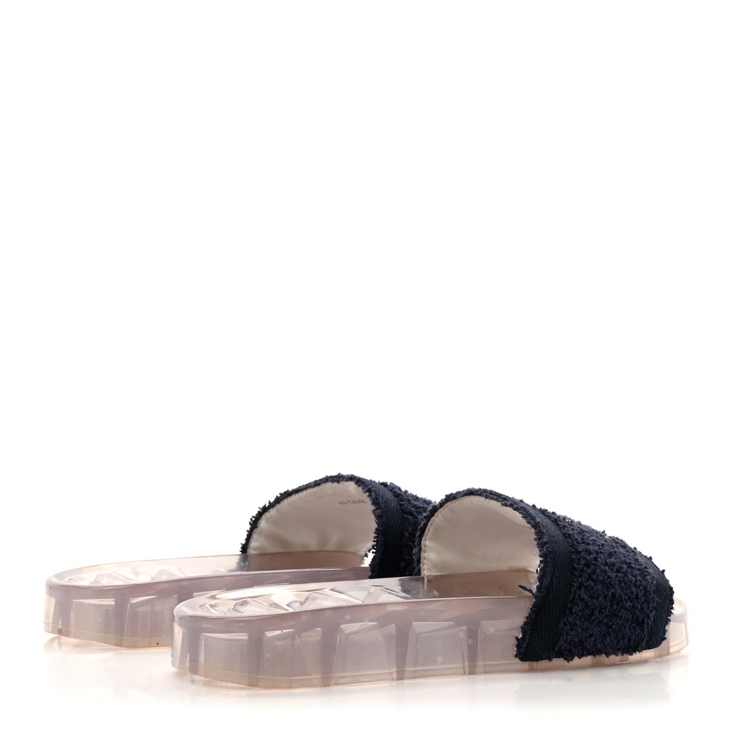 PVC Transparent Fabric CC Flat Slide Sandals 36 Navy